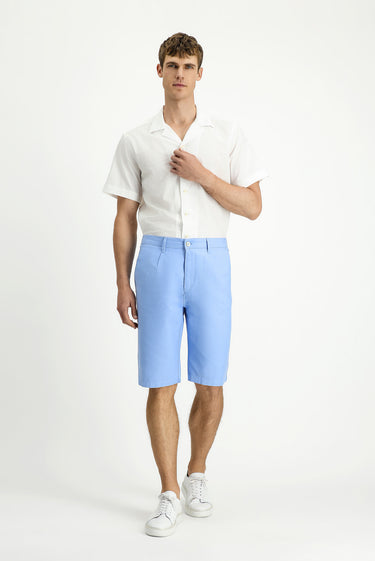  Mavi Relaxed Fit Rahat Kesim Beli Lastikli Pamuklu Bermuda Şort