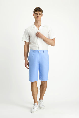  Mavi Relaxed Fit Rahat Kesim Beli Lastikli Pamuklu Bermuda Şort