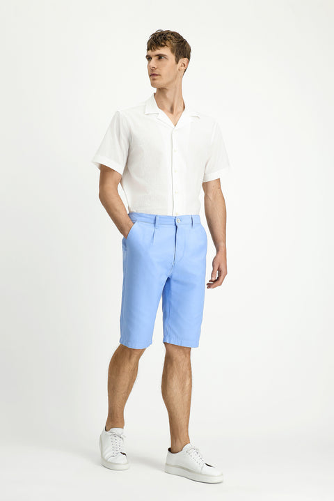 Mavi 4 Drop Relaxed Fit Rahat Kesim Beli Lastikli Pamuklu Bermuda Şort