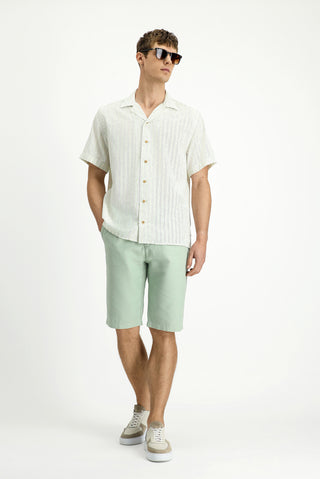  Mint Ye?ili 4 Drop Relaxed Fit Rahat Kesim Beli Lastikli Pamuklu Bermuda ?ort-Ki??l?