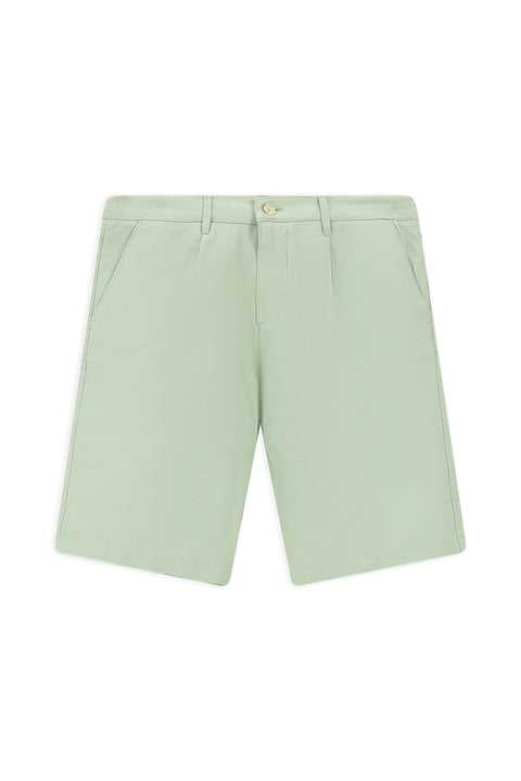Mint Yeşili Relaxed Fit Rahat Kesim Beli Lastikli Pamuklu Bermuda Şort