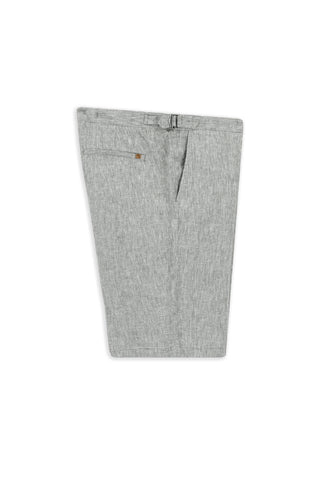  Orta Füme 6 Drop Regular Fit Standart Kesim Tokalı Keten Bermuda Şort