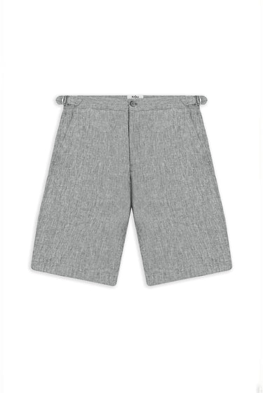 Orta Füme 6 Drop Regular Fit Standart Kesim Tokalı Keten Bermuda Şort