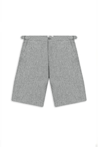  Orta Füme 6 Drop Regular Fit Standart Kesim Tokalı Keten Bermuda Şort