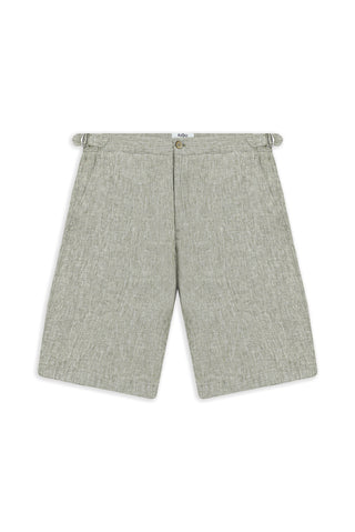  Küf Yeşili Relaxed Fit Rahat Kesim Tokalı Keten Bermuda Şort