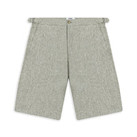 Küf Yeşili 6 Drop Regular Fit Standart Kesim Tokalı Keten Bermuda Şort