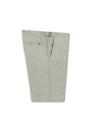  Küf Yeşili Relaxed Fit Rahat Kesim Tokalı Keten Bermuda Şort