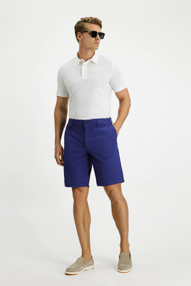  Koyu Lacivert Regular Fit Pamuklu Bermuda Şort