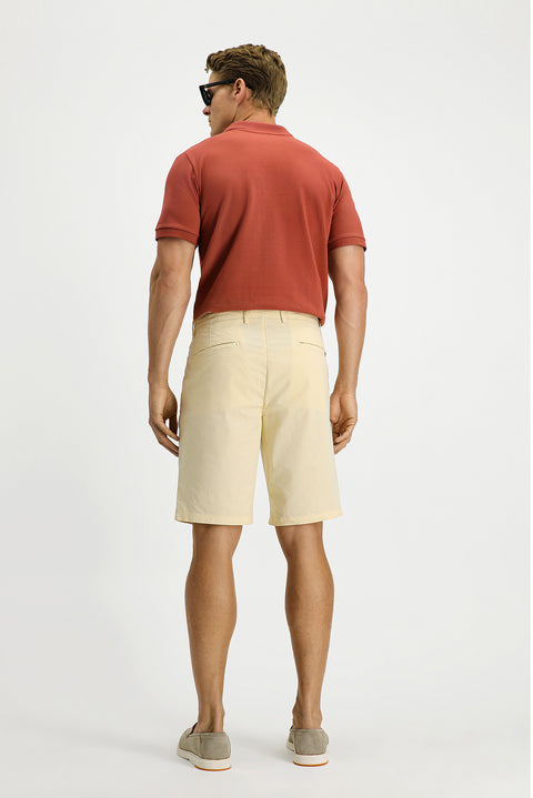 Krem 6 Drop Regular Fit Standart Kesim Pamuklu Bermuda Şort