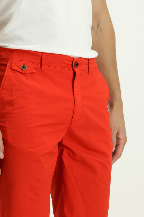 Mercan Kırmızı 6 Drop Regular Fit Standart Kesim Pamuklu Bermuda Şort