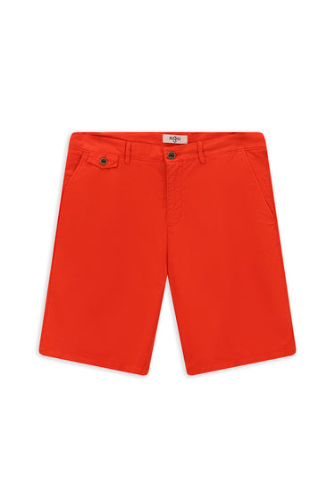 Mercan Kırmızı Regular Fit Pamuklu Bermuda Şort