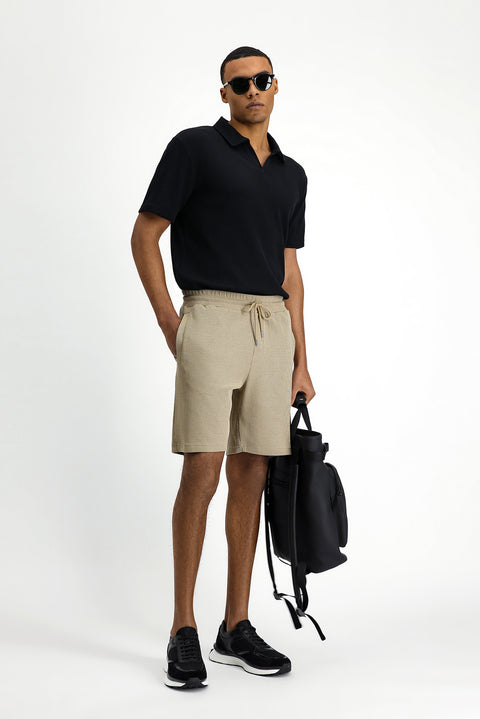 Açık Bej Pamuklu Spor Sweat Şort