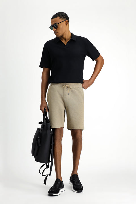 Açık Bej Pamuklu Spor Sweat Şort