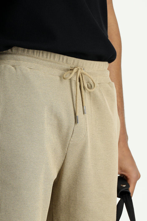 Açık Bej Pamuklu Spor Sweat Şort