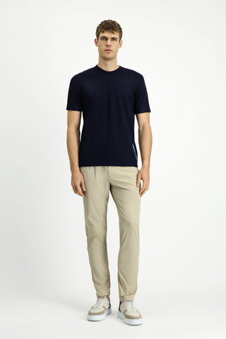  Koyu Lacivert Bisiklet Yaka Regular Fit Baskılı Tişört