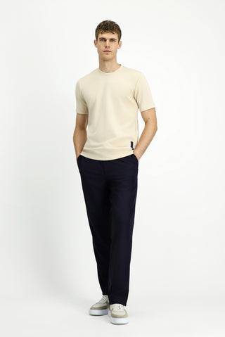 Açık Bej Bisiklet Yaka Regular Fit Baskılı Tişört