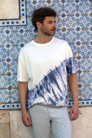  K?r?k Beyaz Bisiklet Yaka Oversize Pamuk Bask?l? Ti?ört-Ki??l?