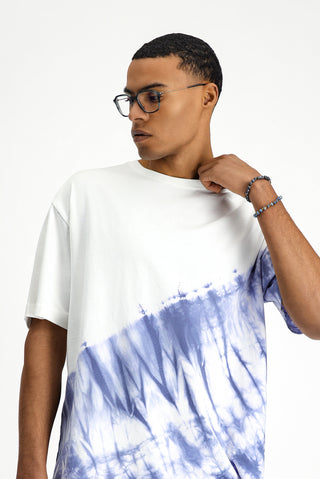  K?r?k Beyaz Bisiklet Yaka Oversize Pamuk Bask?l? Ti?ört-Ki??l?