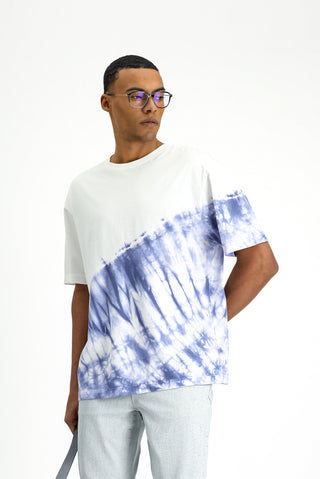  K?r?k Beyaz Bisiklet Yaka Oversize Pamuk Bask?l? Ti?ört-Ki??l?