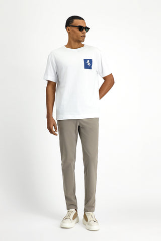  Beyaz Bisiklet Yaka Oversize Pamuk Bask?l? Ti?ört-Ki??l?