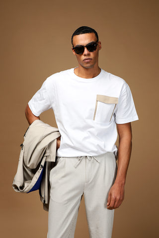  Beyaz Bisiklet Yaka Regular Fit Pamuk Ti?ört-Ki??l?