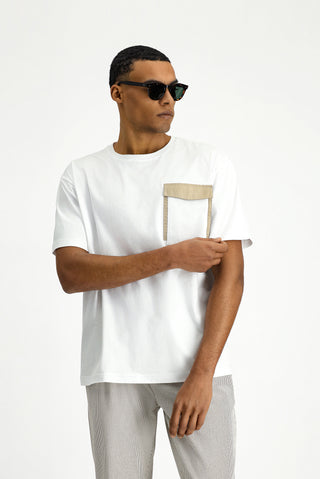  Beyaz Bisiklet Yaka Regular Fit Pamuk Ti?ört-Ki??l?