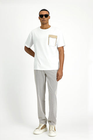  Beyaz Bisiklet Yaka Regular Fit Pamuk Ti?ört-Ki??l?