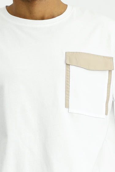 Beyaz Bisiklet Yaka Regular Fit Pamuk Tişört