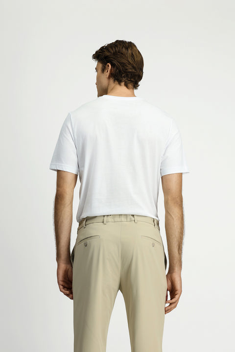 Beyaz Bisiklet Yaka Regular Fit Nakışlı Pamuk Tişört