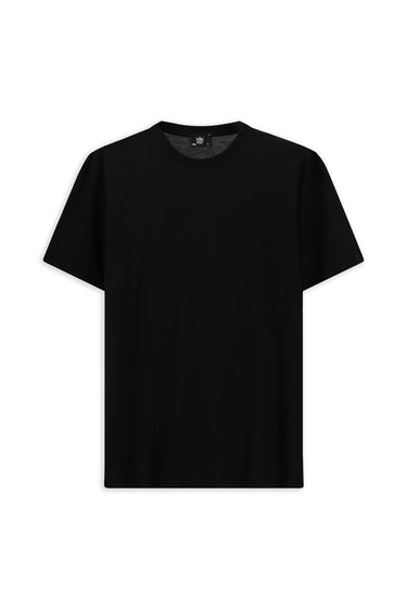 Siyah Bisiklet Yaka Oversize Desenli Modal Karışımlı Tişört