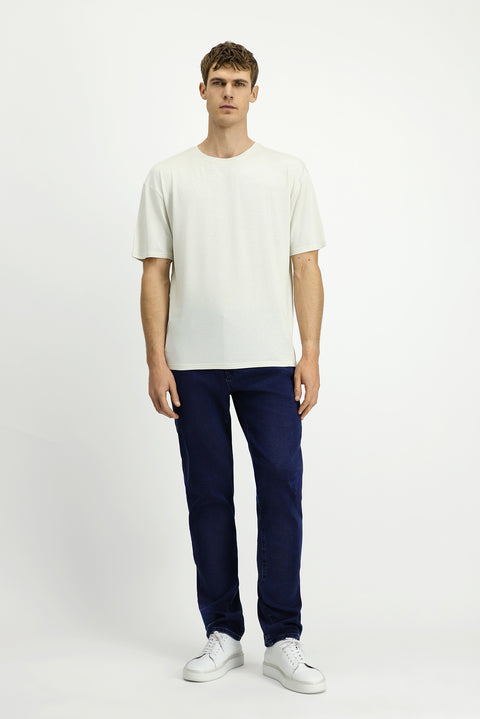 Taş Bisiklet Yaka Oversize Desenli Modal Karışımlı Tişört