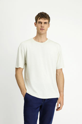  Taş Bisiklet Yaka Oversize Desenli Modal Karışımlı Tişört