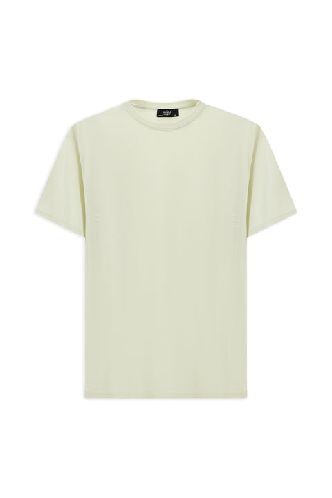 Taş Bisiklet Yaka Oversize Desenli Modal Karışımlı Tişört