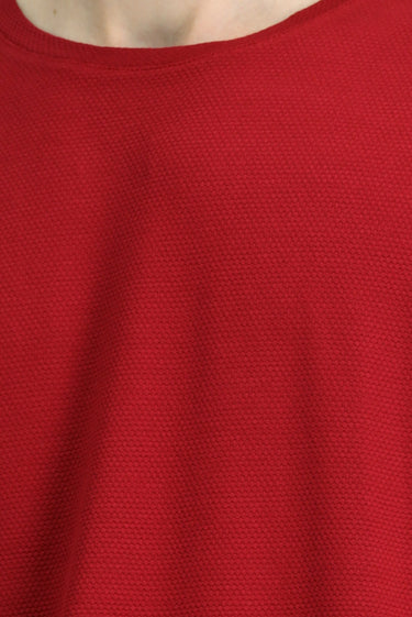 Bayrak Kırmızı Bisiklet Yaka Oversize Desenli Modal Karışımlı Tişört