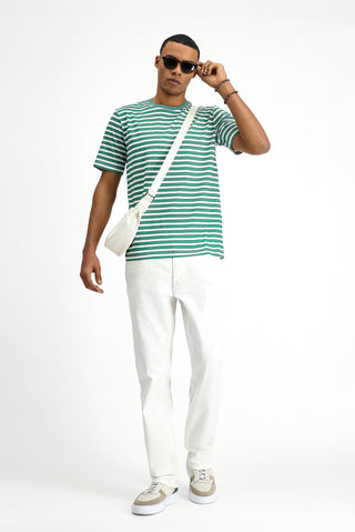  Nefti Bisiklet Yaka Slim Fit Dar Kesim Pamuk Çizgili Ti?ört-Ki??l?