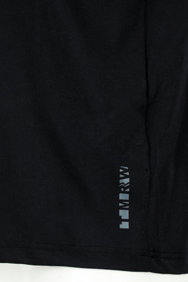Siyah Techno-Line Bisiklet Yaka Slim Fit Dar Kesim Baskılı Likralı Süprem Tişört