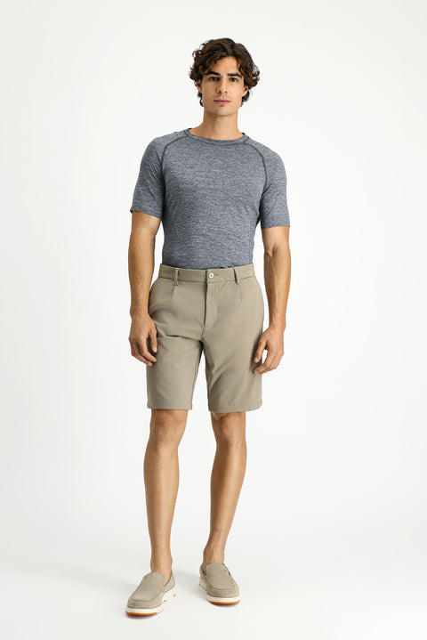 Orta Gri Melanj Bisiklet Yaka Slim Fit Dar Kesim Spor Tişört