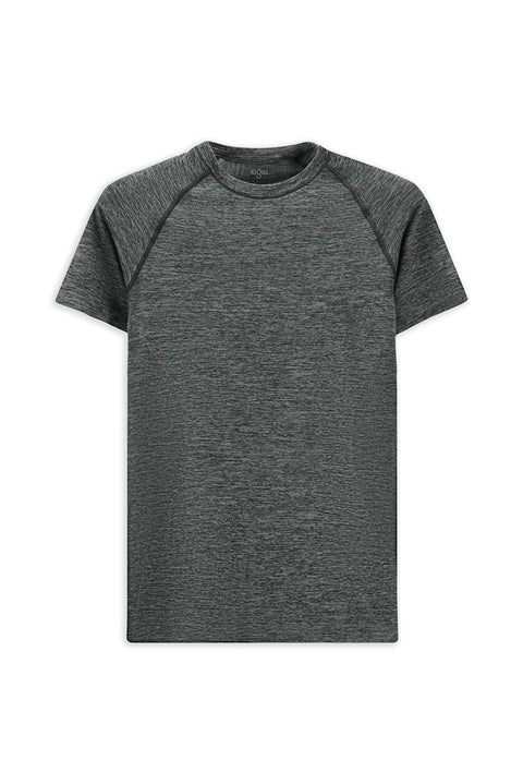 Orta Gri Melanj Bisiklet Yaka Slim Fit Dar Kesim Spor Tişört