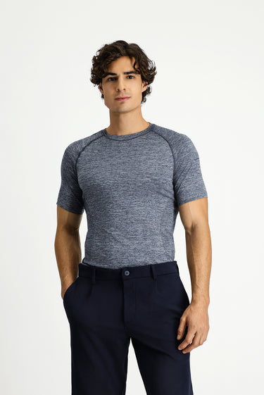  Orta Lacivert Bisiklet Yaka Slim Fit Dar Kesim Spor Tişört