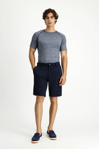  Orta Lacivert Bisiklet Yaka Slim Fit Dar Kesim Spor Tişört