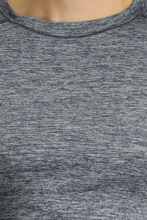 Orta Lacivert Bisiklet Yaka Slim Fit Dar Kesim Spor Tişört