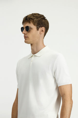  Ekru Regular Fit Polo Yaka Triko Tişört