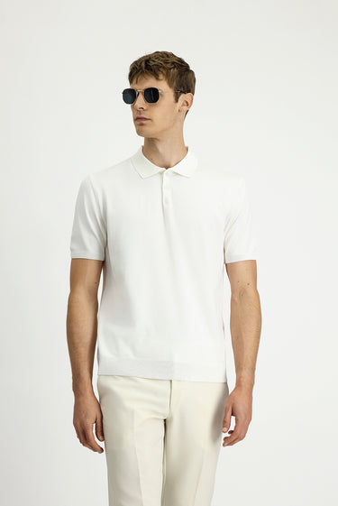  Ekru Regular Fit Polo Yaka Triko Tişört