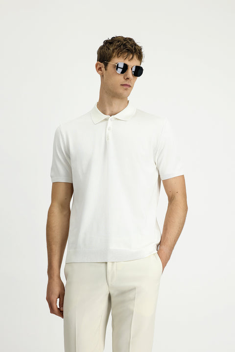 Ekru Regular Fit Polo Yaka Örme Tişört