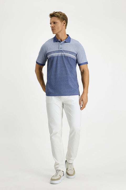 Mavi Regular Fit Desenli Likralı Polo Yaka Tişört