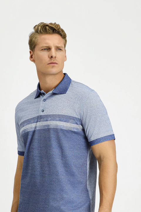 Mavi Regular Fit Desenli Likralı Polo Yaka Tişört