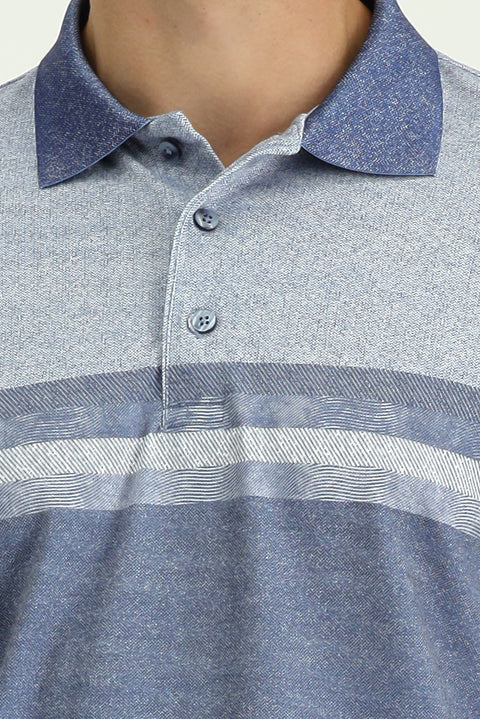 Mavi Regular Fit Desenli Likralı Polo Yaka Tişört