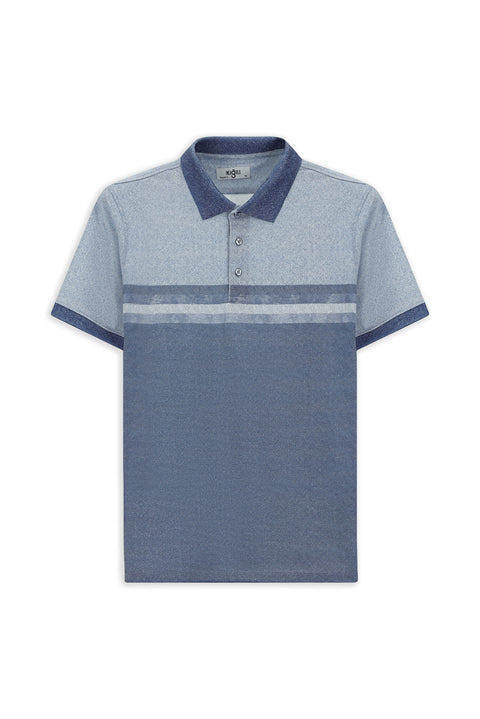 Mavi Regular Fit Desenli Likralı Polo Yaka Tişört