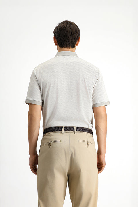 Orta Bej Regular Fit Desenli Likralı Polo Yaka Tişört