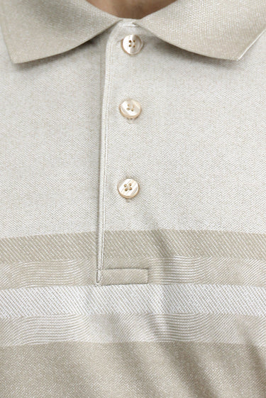 Orta Bej Regular Fit Desenli Likralı Polo Yaka Tişört